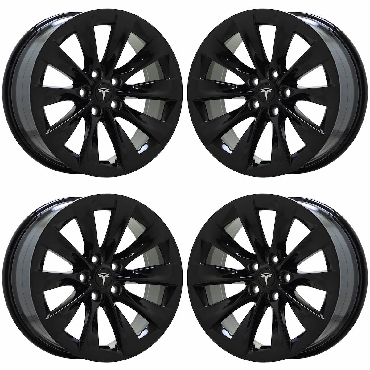 19" Tesla Model S Gloss Black wheels rims Factory OEM set 97755 EXCHANGE