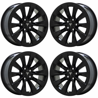 19" Tesla Model S Gloss Black wheels rims Factory OEM set 97755 EXCHANGE