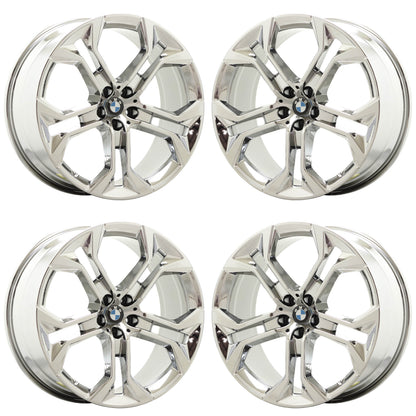 21" BMW X5 X6 Bright Chrome wheels rims Factory OEM set 86465 86467 EXCHANGE