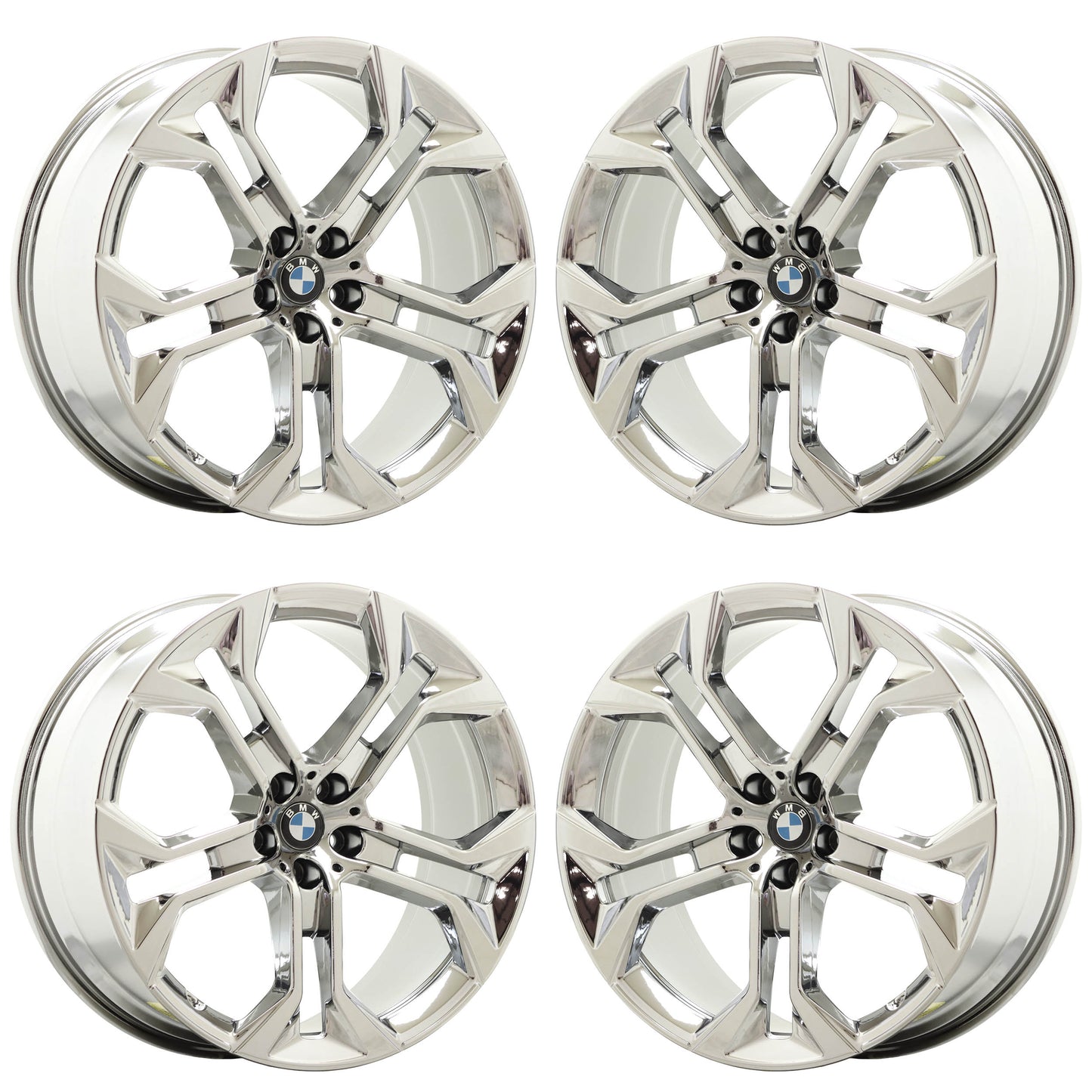 21" BMW X5 X6 Bright Chrome wheels rims Factory OEM set 86465 86467 EXCHANGE