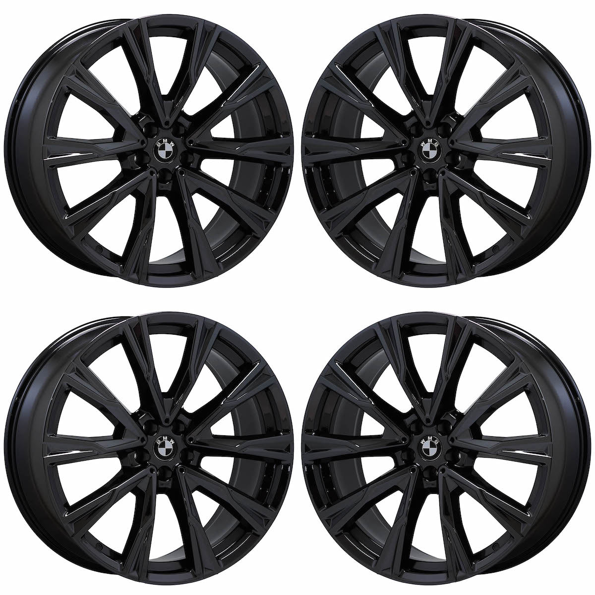 22" BMW X7 Gloss Black wheels rims Factory OEM set 86534 86539 G07 STYLE 758
