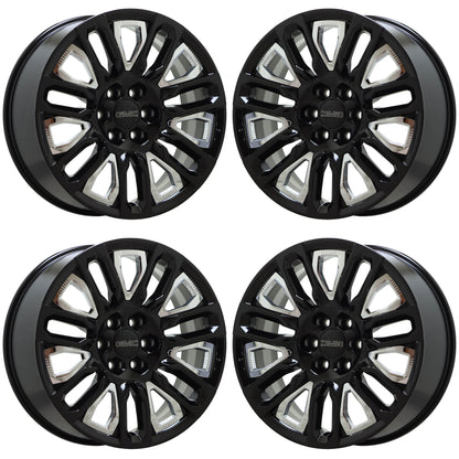 22" GMC Sierra 1500 Gloss Black wheels rims Factory OEM set 95486 EXCHANGE