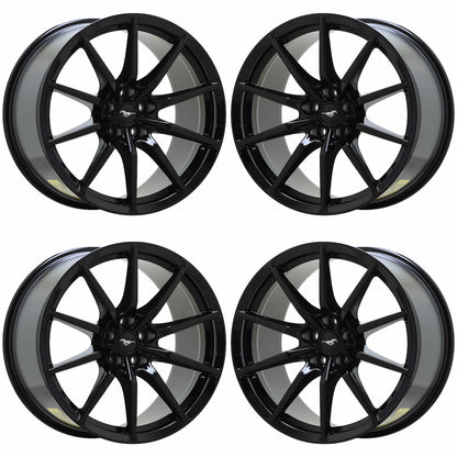 19" Ford Mustang GT350 Shelby Gloss Black wheels rim Factory OEM set 10053 10054