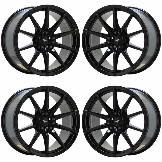 19" Ford Mustang GT350 Shelby Gloss Black wheels rim Factory OEM set 10053 10054