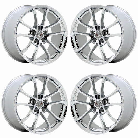 19x10" 20x12" Corvette C6 C7 Bright Chrome wheels rims Factory OEM set 5542 5543