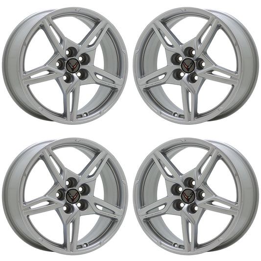 19x8.5" 20x11" Corvette C8 Silver wheels rims Factory OEM GM set 14007 14008