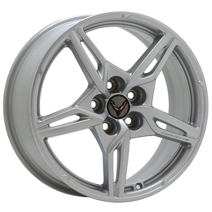 19x8.5" Corvette C8 Silver wheel rim Factory OEM 14007 single (FRONT)