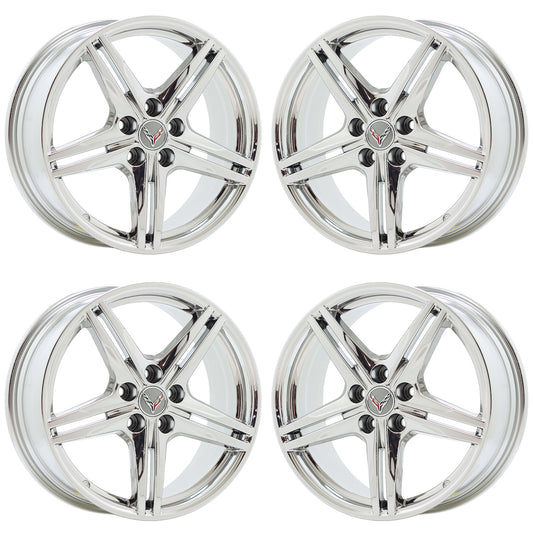 19x8.5" 20x11" Corvette C8 Bright Chrome wheels Factory OEM 8126 8127