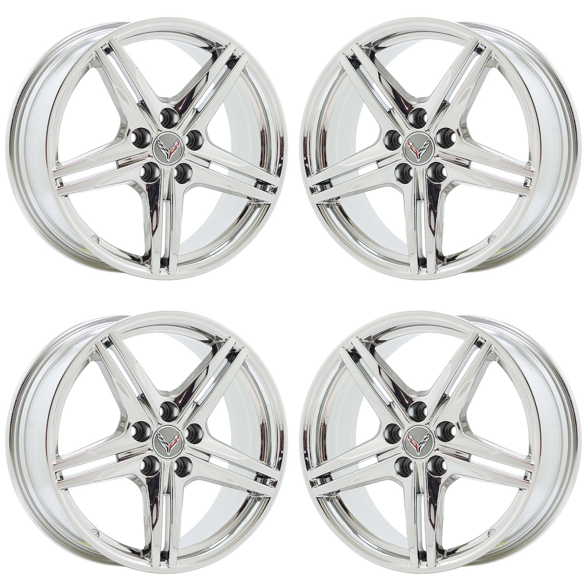19x8.5" 20x11" Corvette C8 Bright Chrome wheels Factory OEM 8126 8127