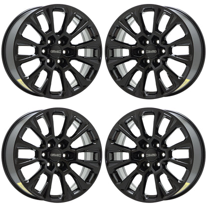 22" GMC Yukon Denali Gloss Black wheels rims Factory OEM set 85675606 EXCHANGE