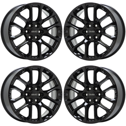 22" GMC Sierra Yukon Canyon Gloss Black wheels rims Factory set 14079 EXCHANGE