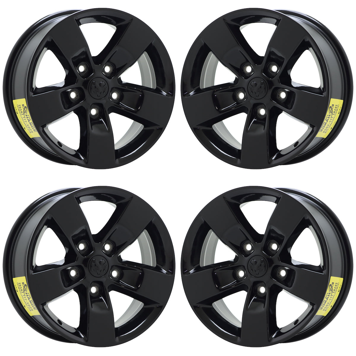 17" Dodge Ram 1500 Gloss Black wheels rims Factory OEM set 2448