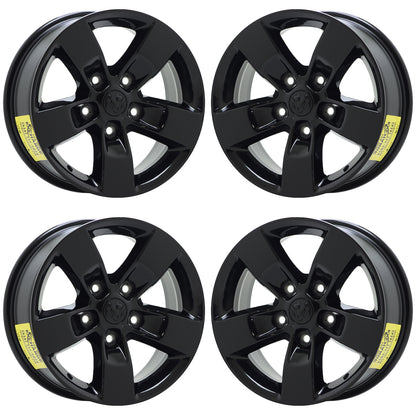 17" Dodge Ram 1500 Gloss Black wheels rims Factory OEM set 2448