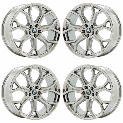 21x9.5" BMW X5 X7 Bright Chrome wheels rims Factory OEM set 86533 EXCHANGE
