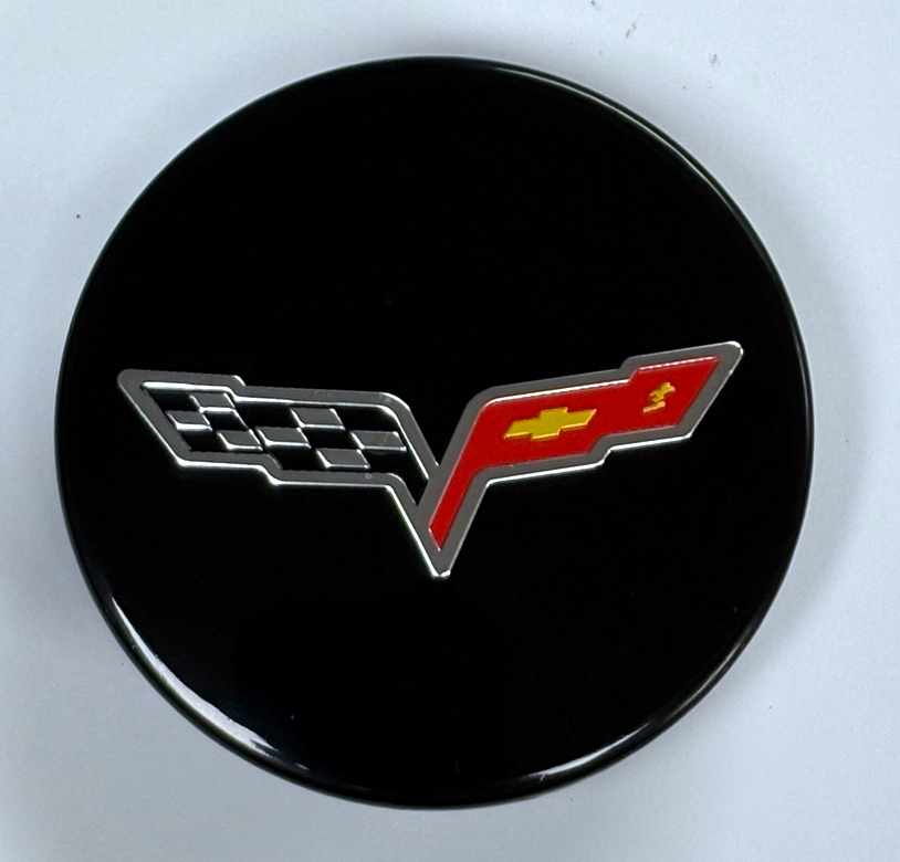 2 5/8" Chevrolet Corvette Gloss Black Center Cap #9598732 single