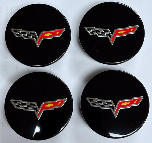 2 5/8" Chevrolet Corvette Gloss Black Center Cap #9598732 set
