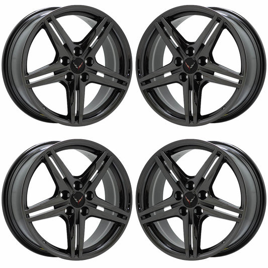 19x8.5" 20x11" Corvette C8 Black Chrome wheels rims Factory OEM 8126 8127