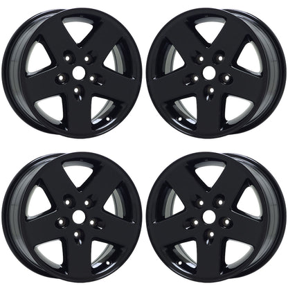 17" Jeep Wrangler Gloss Black wheels rims Factory OEM set 9074