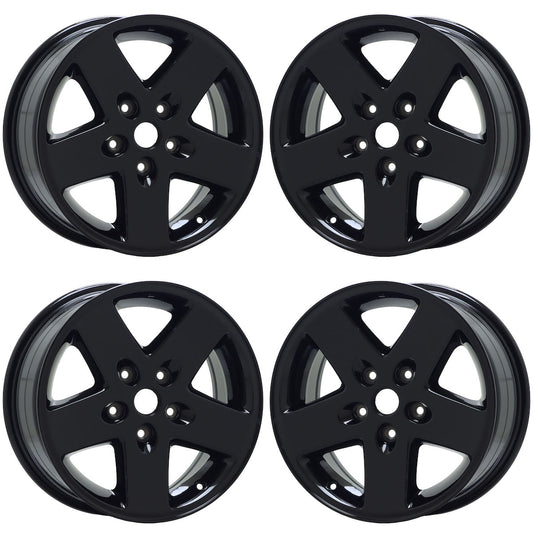 17" Jeep Wrangler Gloss Black wheels rims Factory OEM set 9074