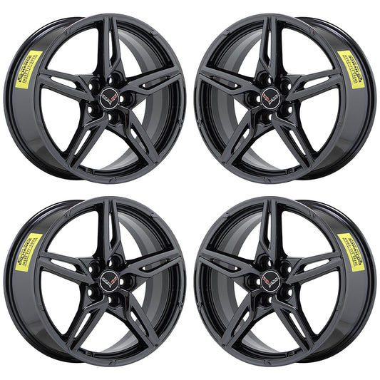19x8.5" 20x11" Corvette C8 Black Chrome wheels rims OEM GM set 14007 14008