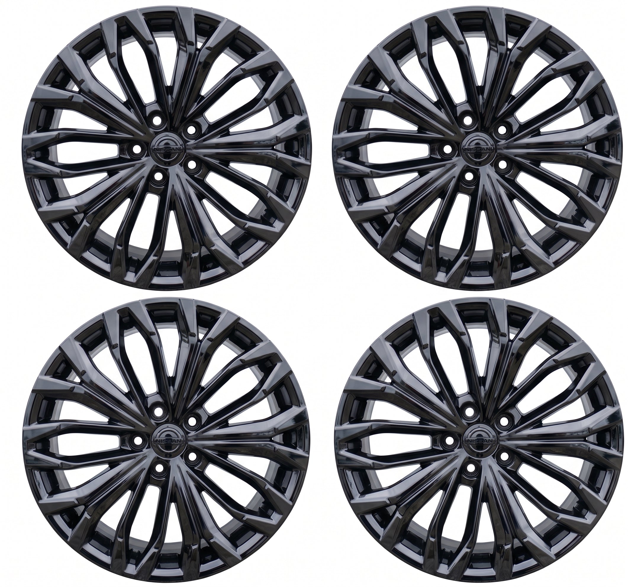 19x7.5" Nissan Rogue Gloss Black wheels rims Factory OEM set 62883 2024-2026