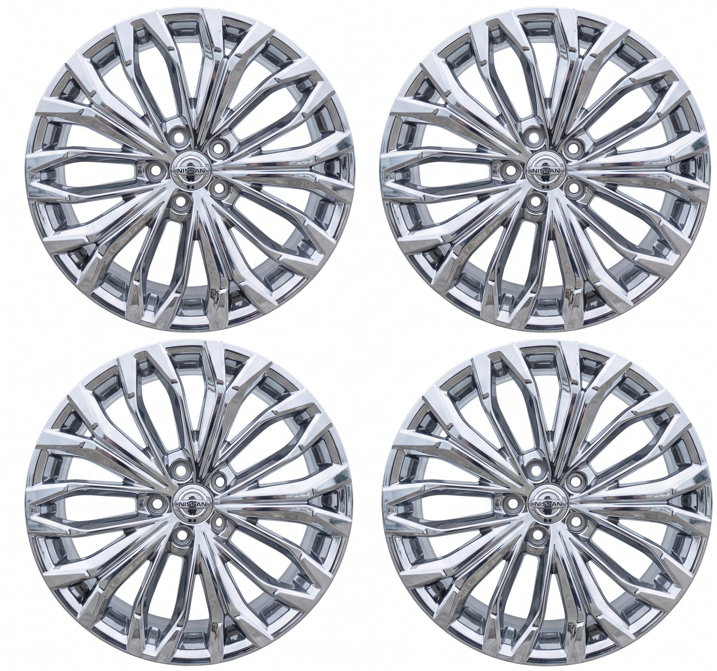19x7.5" Nissan Rogue Bright Chrome wheels rims Factory OEM set 62883 2024 - 2026